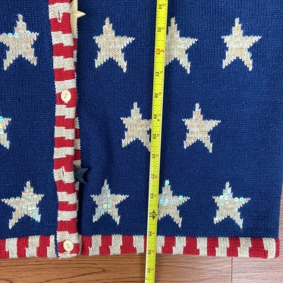 The Quacker Factory Button Down Knit Sweater American Flag Academia Size Large - Picture 14 of 16